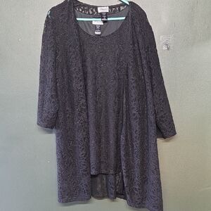 Catherines Black Lace Tank Top And Lace Cardigan